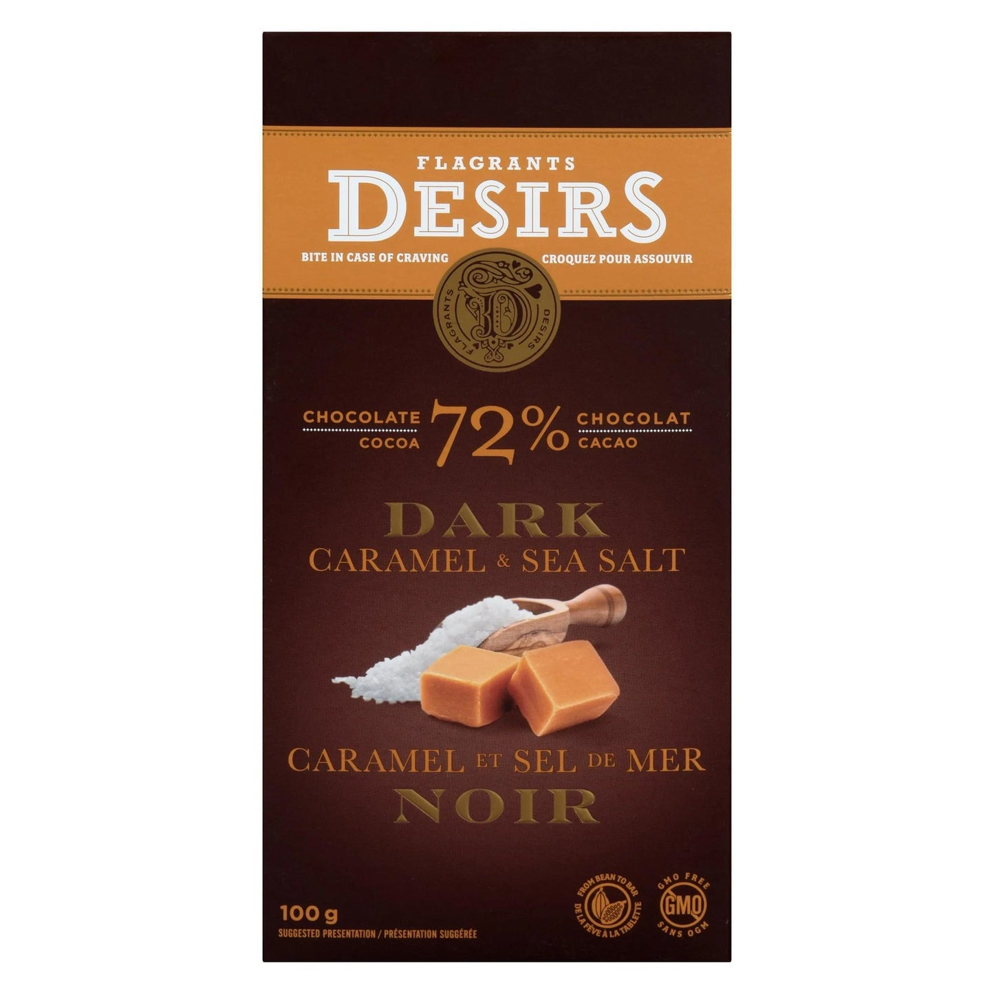 Flagrants Desirs Dark Chocolate Bar with Caramel and sea salt 100g