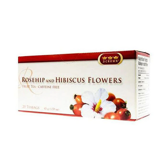 3 Crown Rosehip & Hibiscus Flowers Fruit Tea 45g