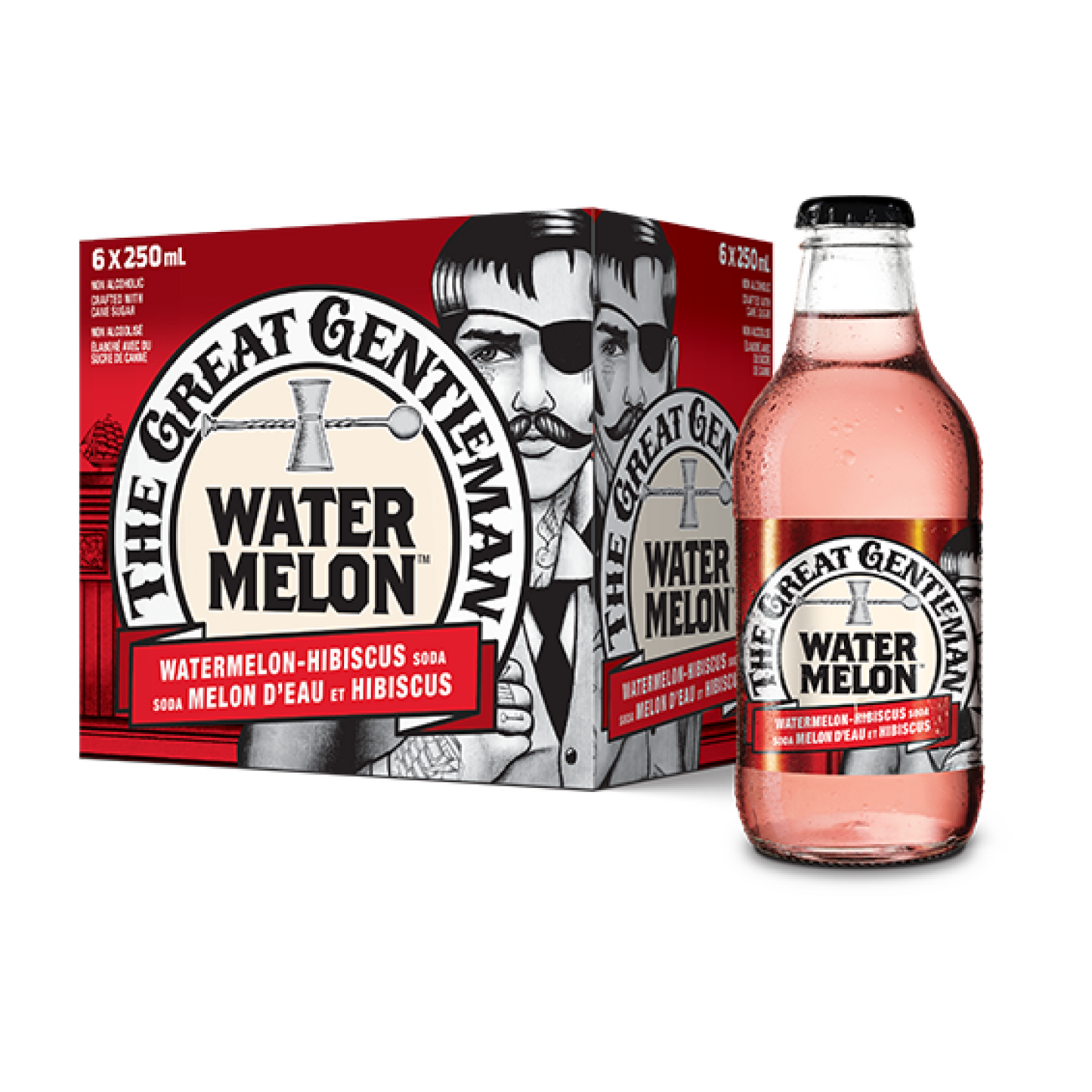 The Great Gentleman Non-Alcoholic Watermelon-Hibiscus Glass Bottle 6x250ml