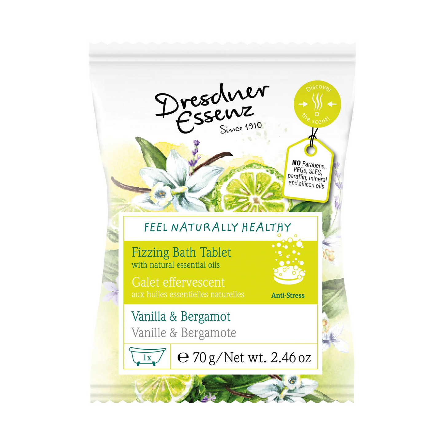 Dresdner Essenz Fizzing Bath Tablet Vanilla & Bergamot