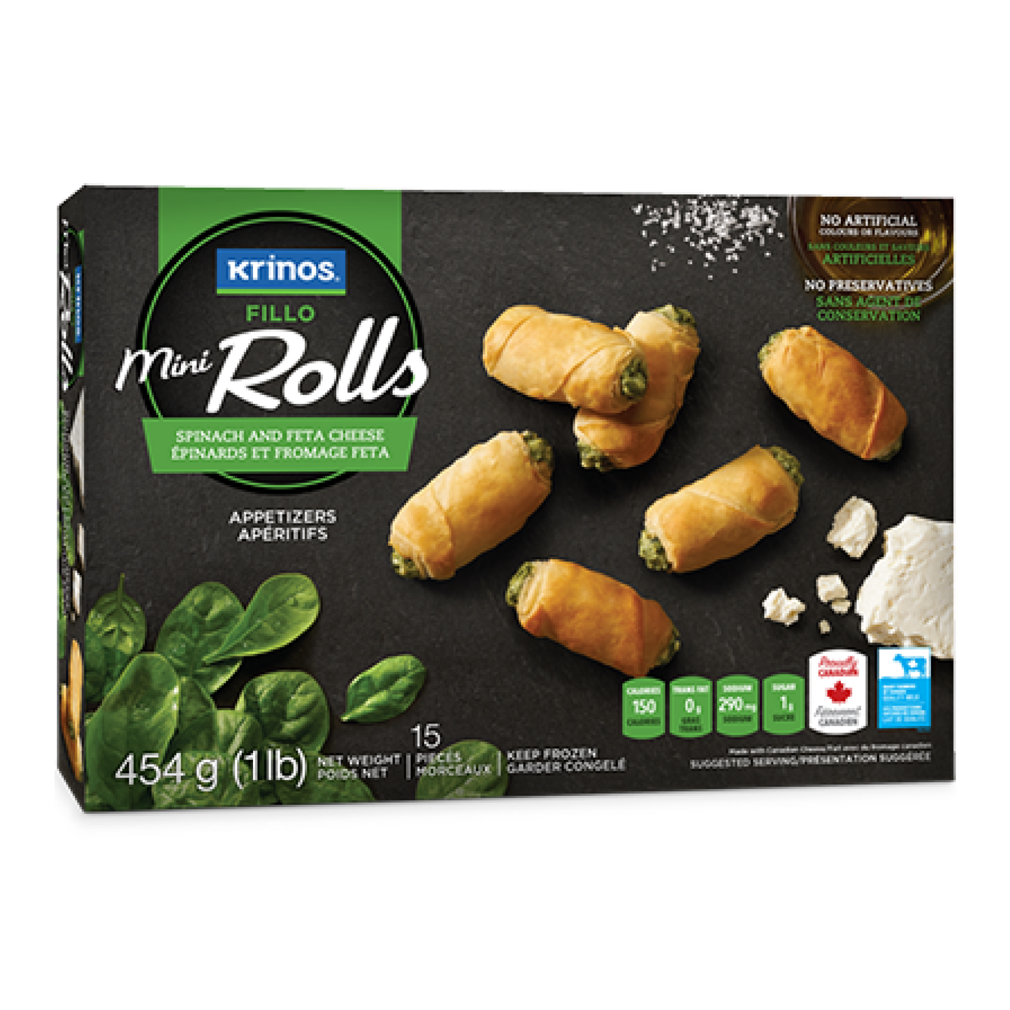 Krinos Mini Rolls Spinach and Feta 454g