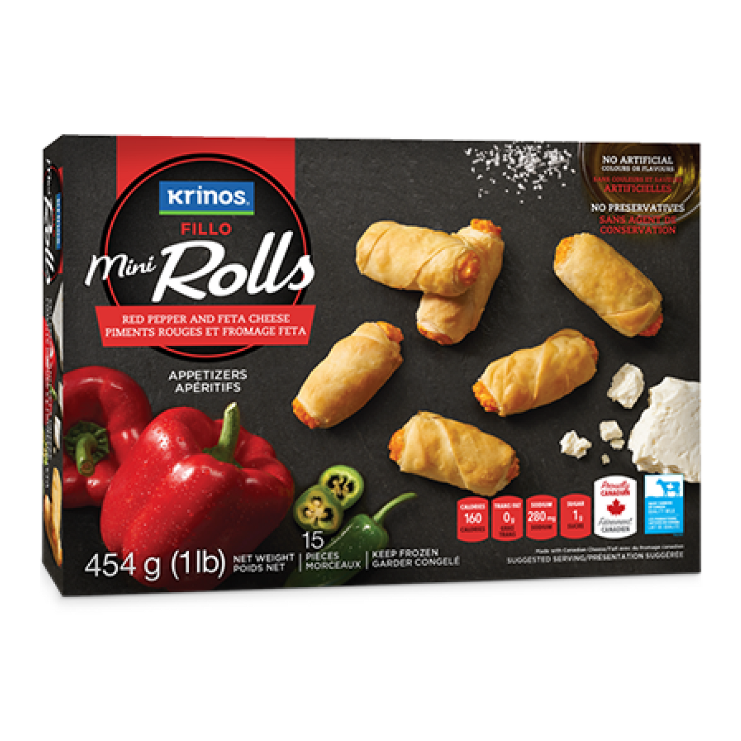Krinos Mini Rolls Red Pepper and Feta Cheese