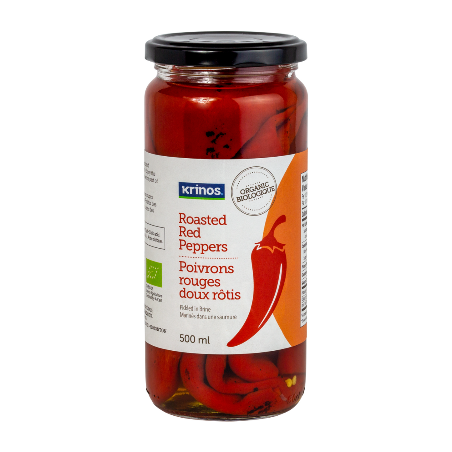 Krinos Organic Roasted Red Peppers 500ml