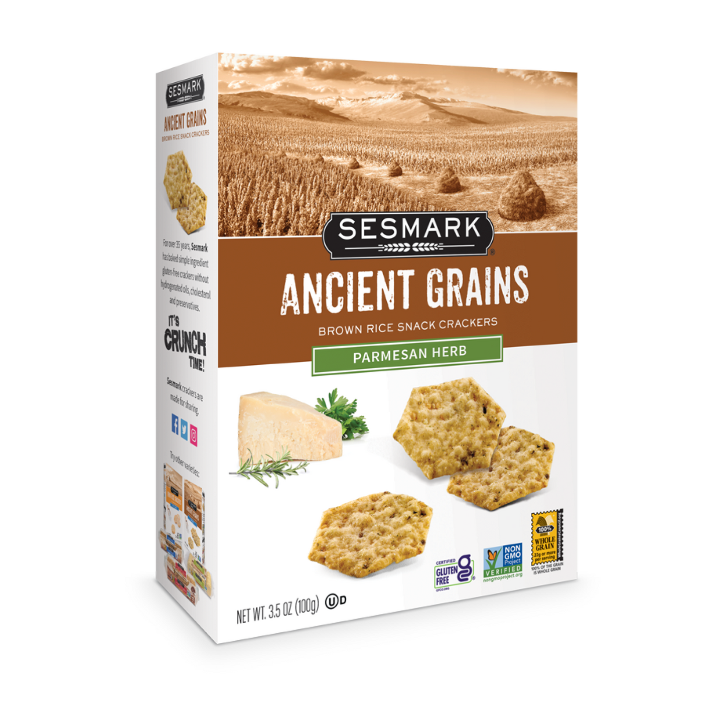 Sesmark Parmesan Herb Brown Rice Snack Crackers 100g