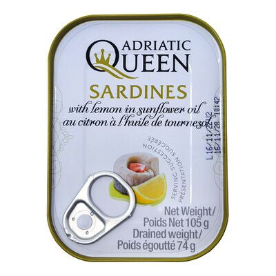 Adriatic Queen Sardines with Lemon in Sunflower Oil 105g