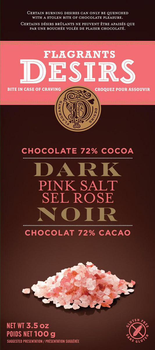 Flagrants Desirs Dark Chocolate Bar with Pink salt 100g