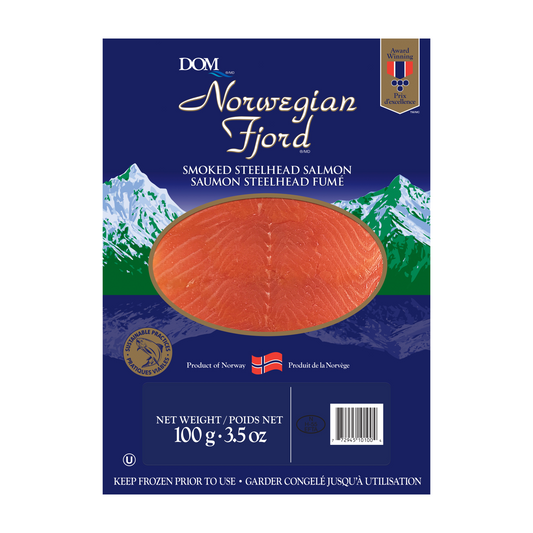 Dom Norwegian Fjord Smoked Steehead Salmon 100g
