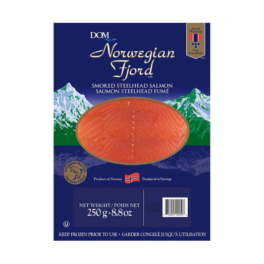 Dom Norwegian Fjord Smoked Steehead Salmon 250g