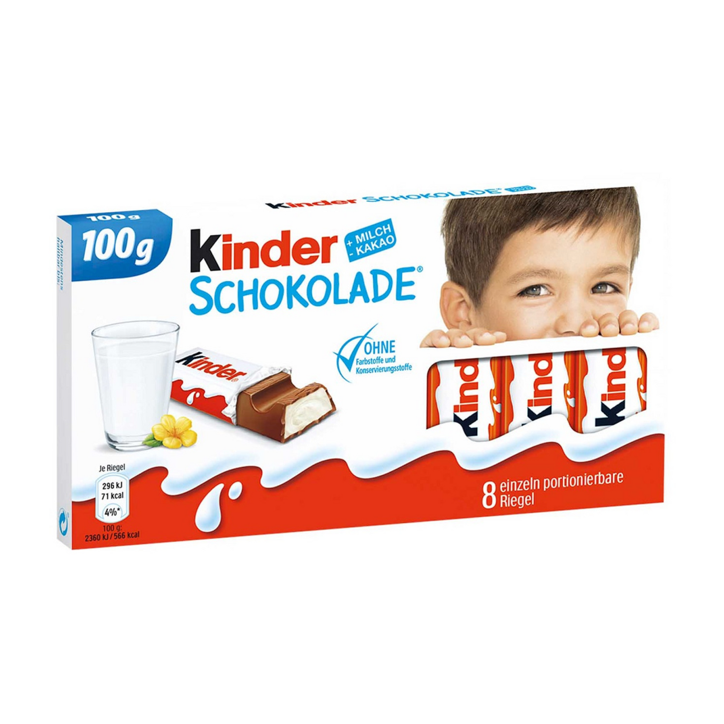 Kinder Schokolade Riegeln 8 Pack 100g