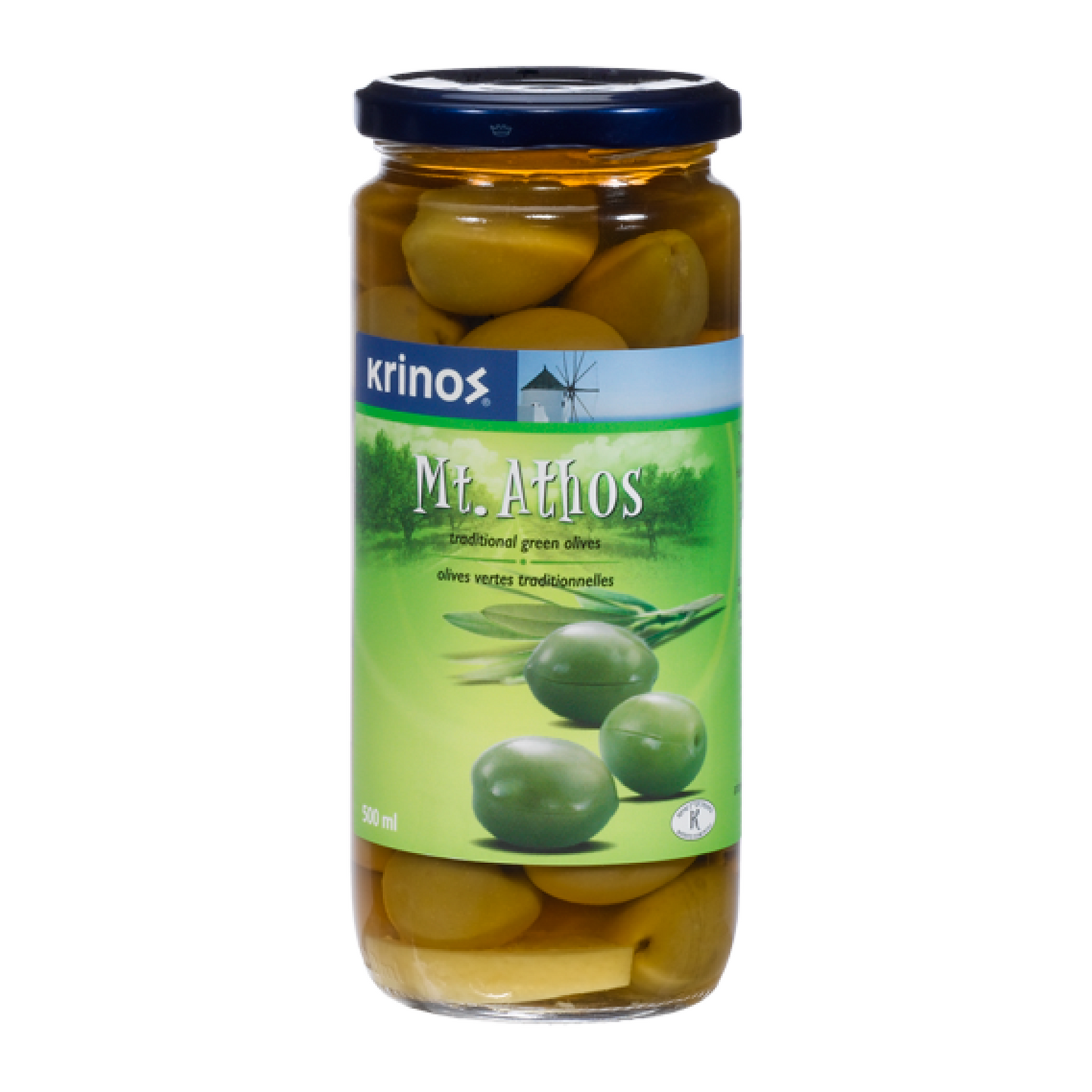 Krinos Mt. Athos Traditional Green Olives In Brine 500ml