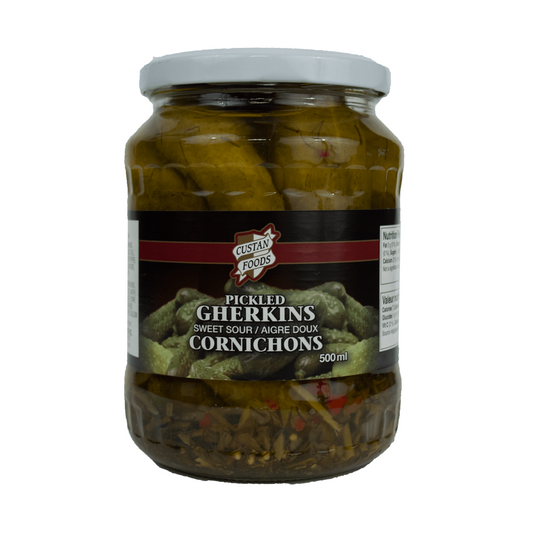 Custan Foods Sweet and Sour Pickled Gherkins 500ml