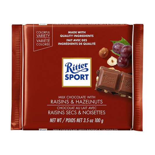 Ritter Sport Milk Chocolate with Raisins & Hazelnuts 100g