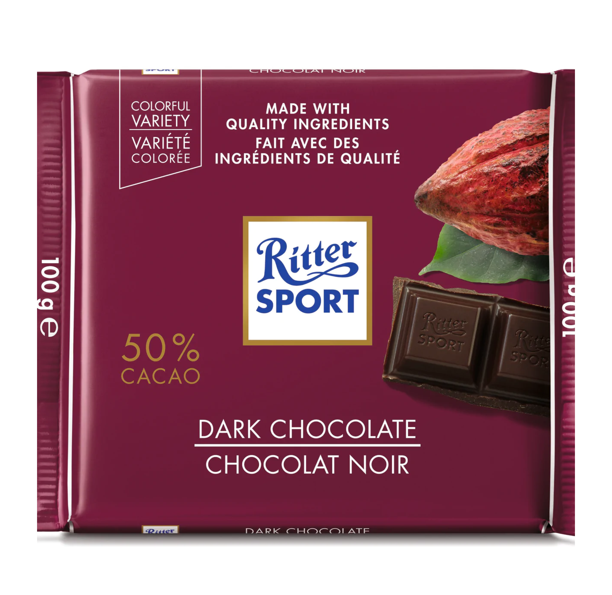 Chocholate Ritter Ritter Sport 50% Cocoa Dark Chocolate 100g – Food Depot Toronto