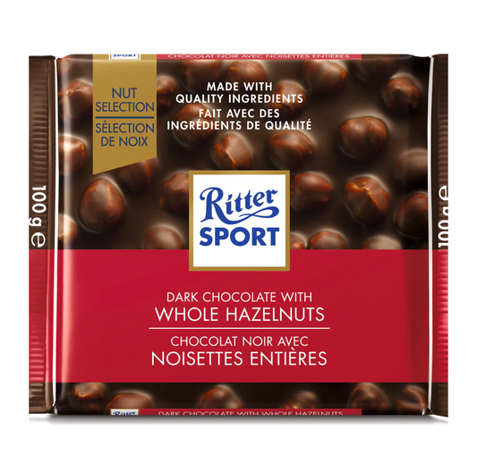 Ritter Sport Whole Hazelnuts Dark Chocolate 100g