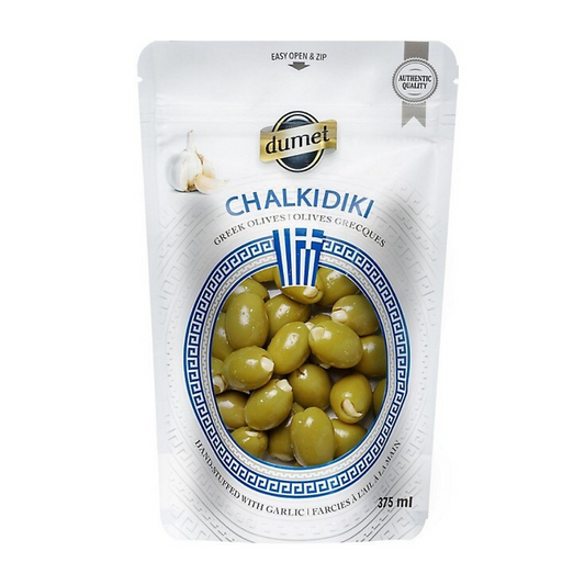 Dumet Chalkidiki Greek Olives Stuffed with Garlic 375ml