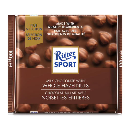Ritter Sport Whole Hazelnuts Milk Chocolate 100g