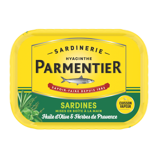 Conserverie Parmentier Sardines with Extra Virgin Olive Oil and Herbes de Provence 135g