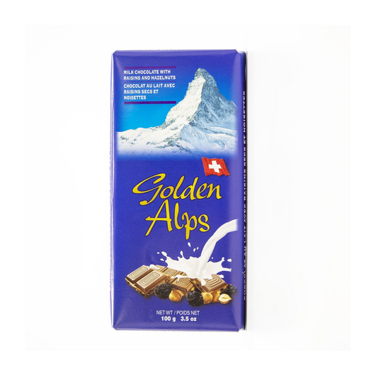Golden Alps Milk Chocolate with Raisins and Hazelnuts 100g