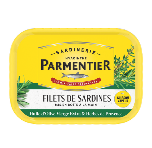 Conserverie Parmentier Sardines Fillets with Extra Virgin Olive Oil and Herbes de Provence 95g