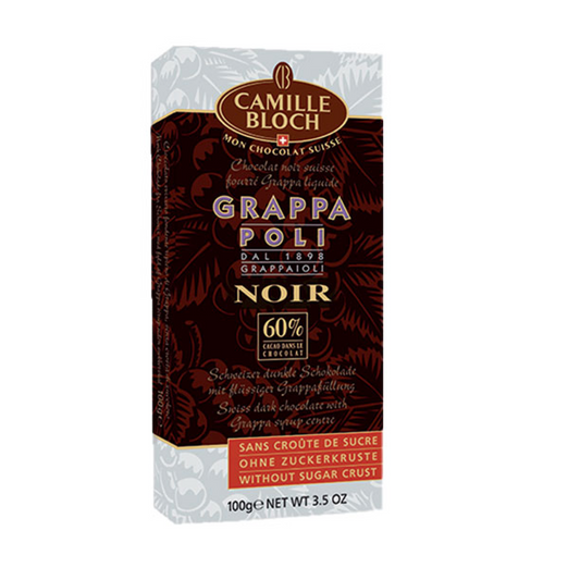 Camille Bloch Swiss Dark Chocolate with Grappa Syrup Centre without Sugar Crust 100g