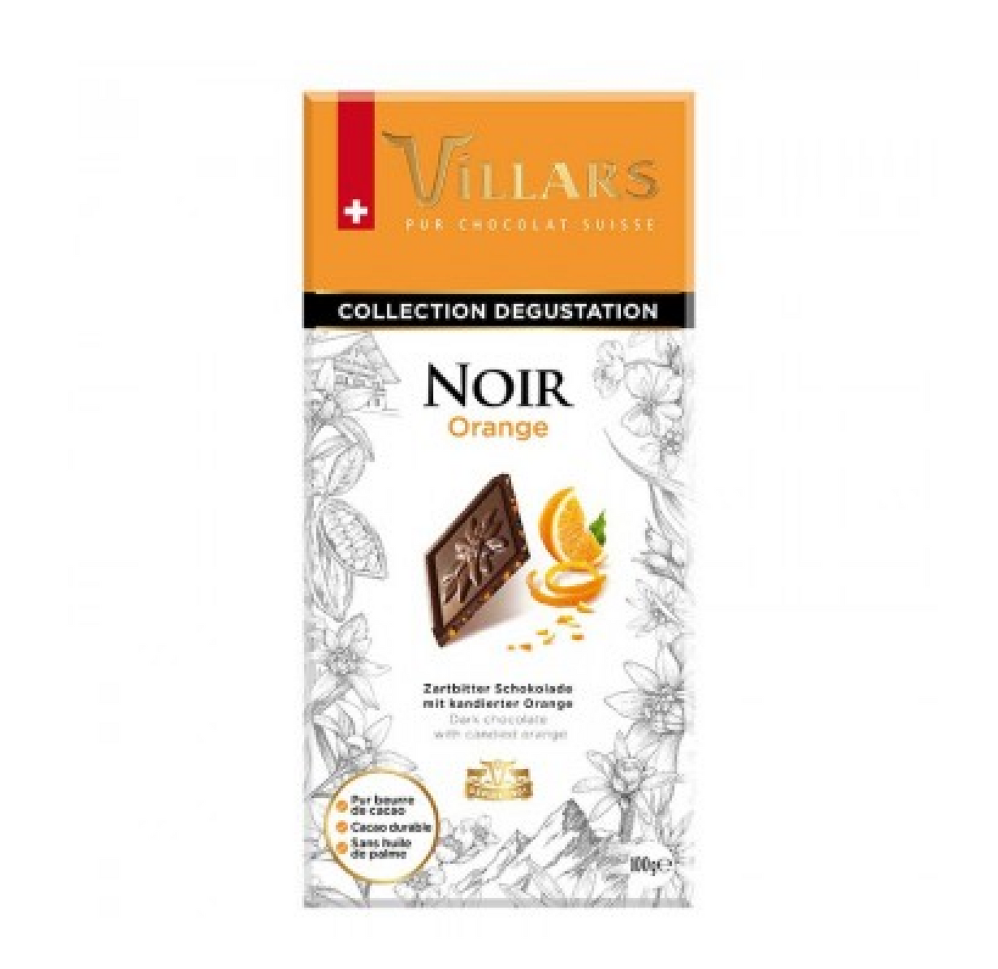 Villars Dark Chocolate with Candied Orange Peel 100g