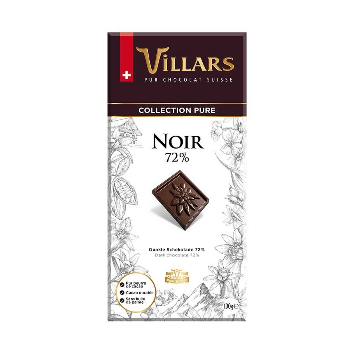 Villars Dark Chocolate 72% 100g