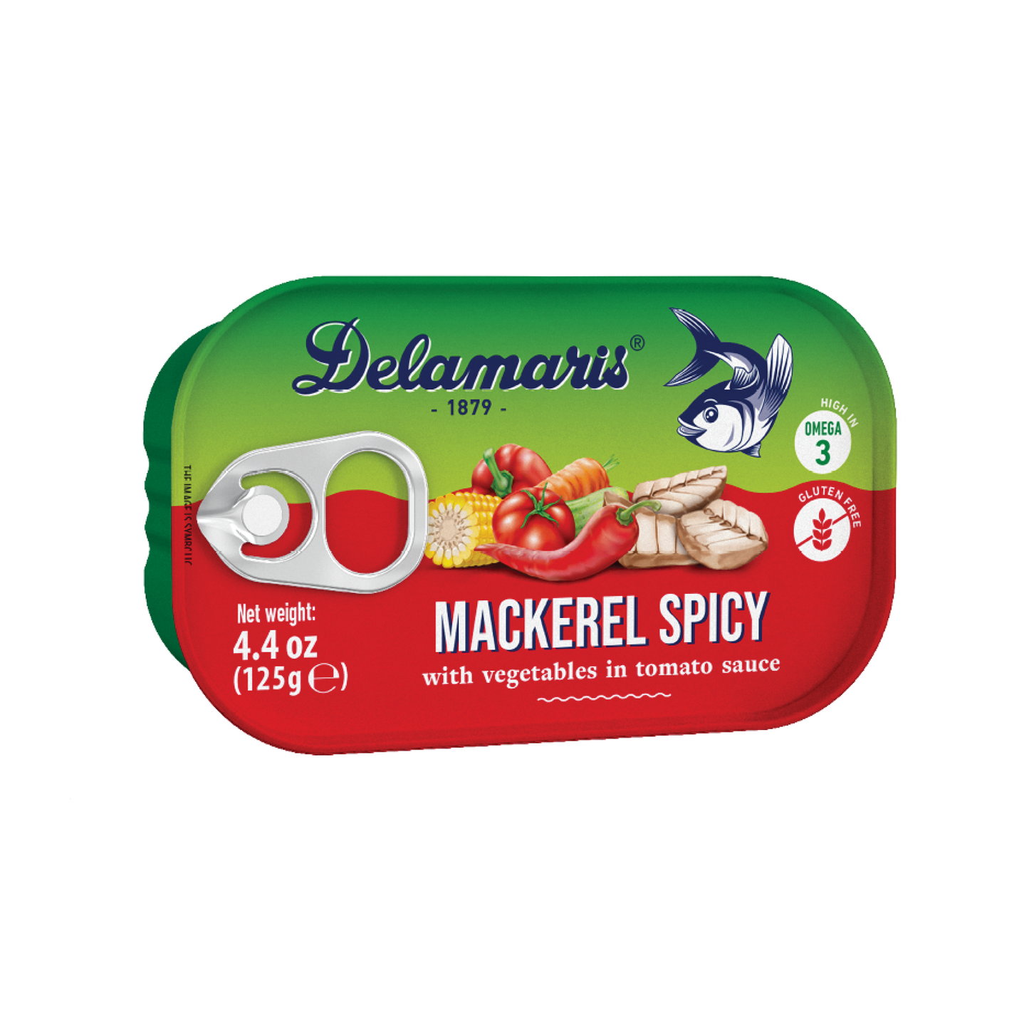 Delamaris Mackerel Spicy with Vegetables in Tomato Sauce 125g