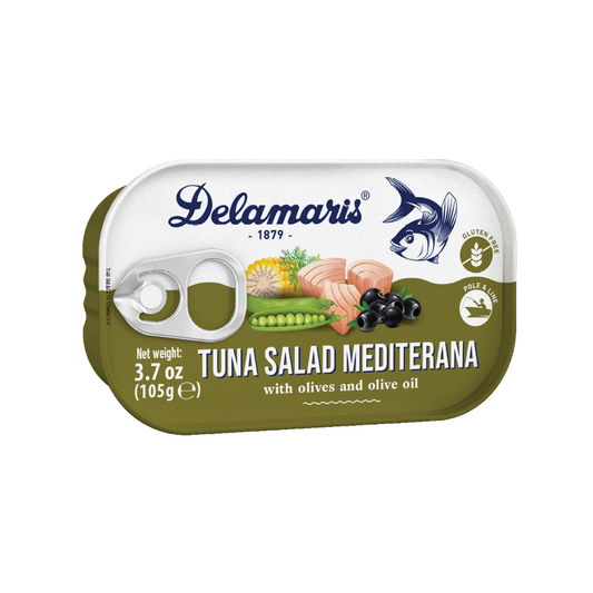 Delamaris Tuna Salad Mediterana with Olives in Olive Oil 105g